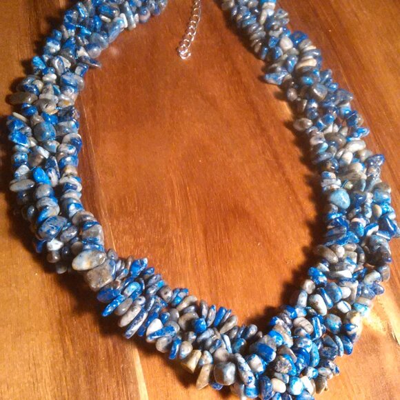 Lapis Lazuli Multi-Strand Stainless Steel Necklace - Picture 2 of 7
